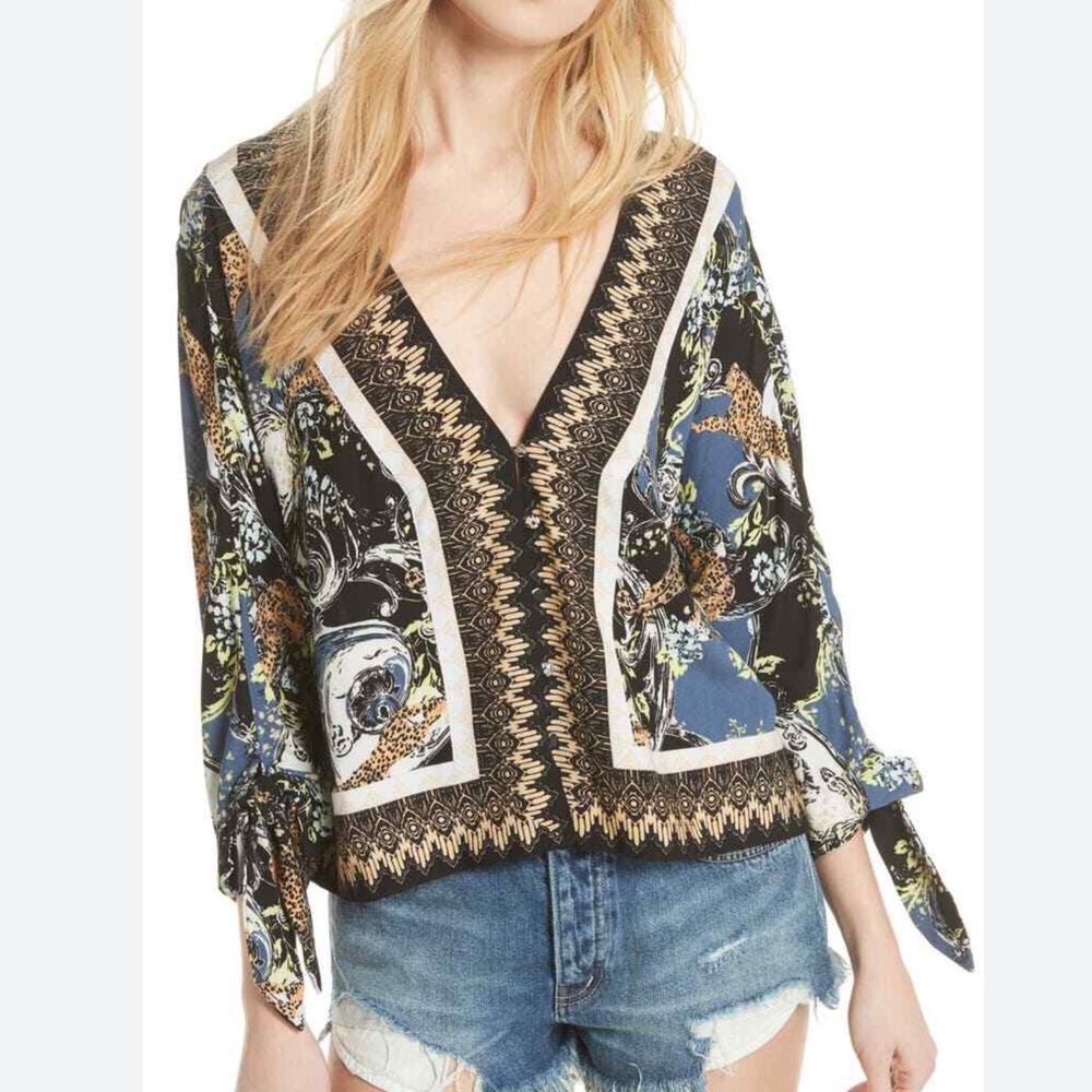 Free People Multicolor Patterned Blousez, size L